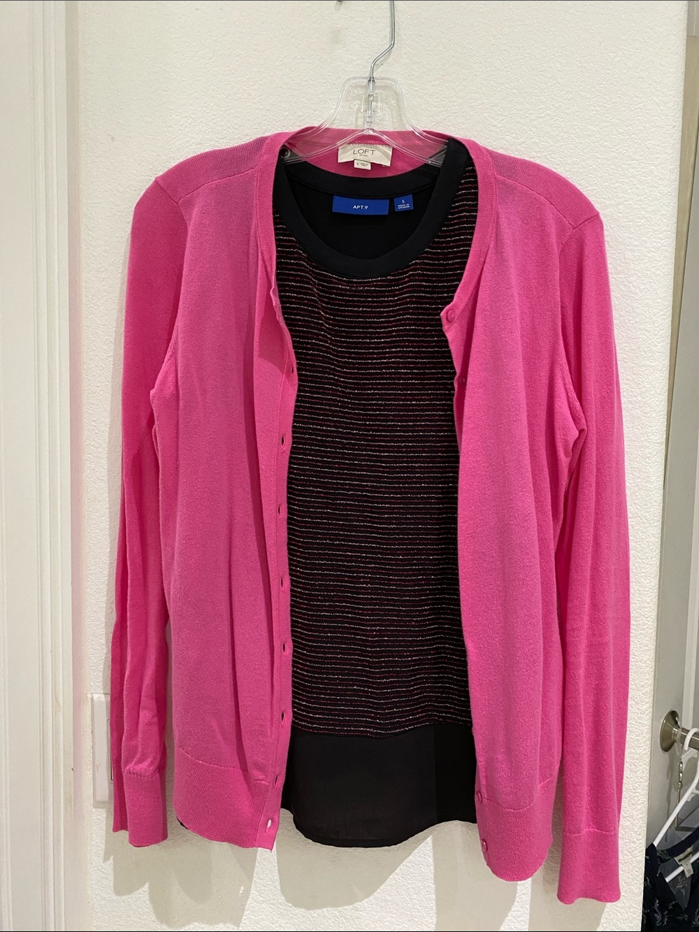 Pretty in Pink! LOFT Cardigan Size S and Apt. 9 Novelty Tank Pink Lurex Size S